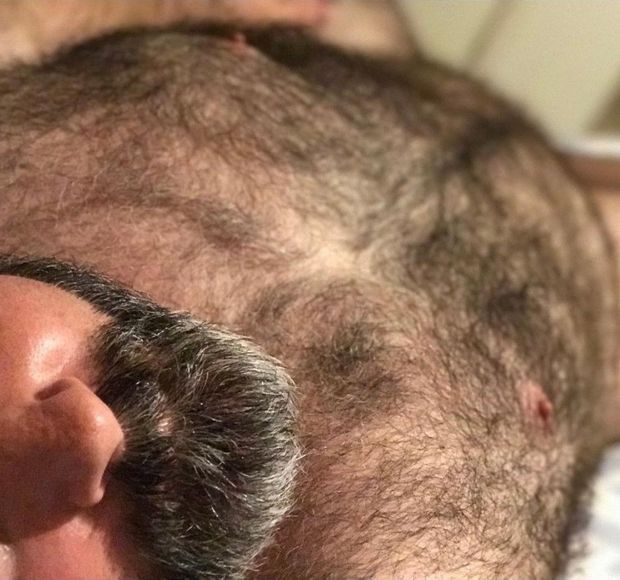 Hairy daddy poses
