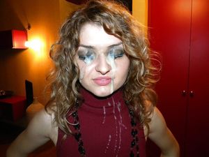 Facial in red sweater