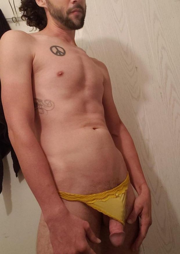Sexy male in stolen sisters panties