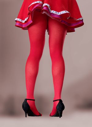 Red pantyhose and black heels