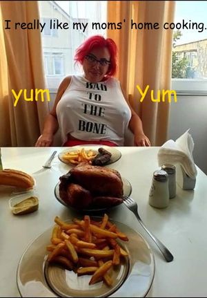 Big tit slut mom cooks dinner.