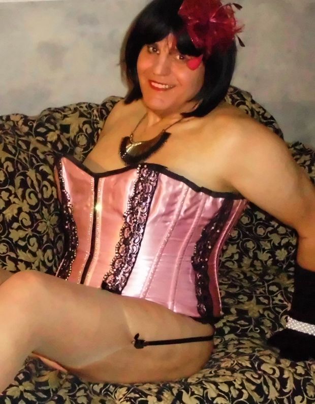 sandra happy in lingerie.