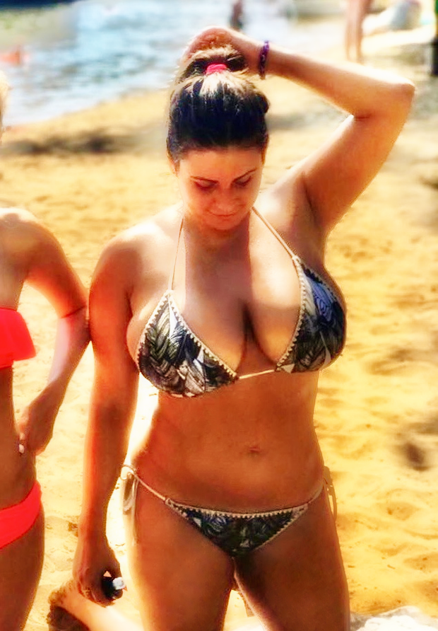 busty beach babe