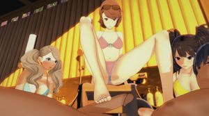 Persona - Footjob party - 3D Hentai