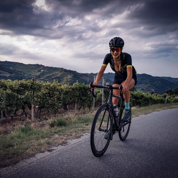 Babe on a road bike
