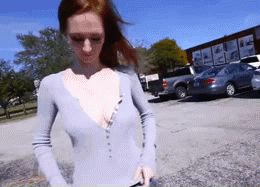 Skinny Redhead Flashes Her Tits For You