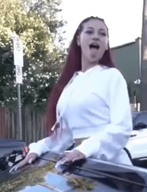 Bopping in white hoodie