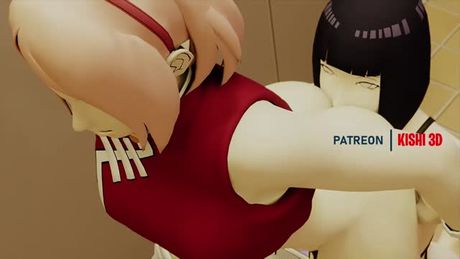 Hinata worshiping Mistress Sakura's ass