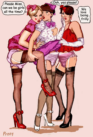 Sissies crossdressing together