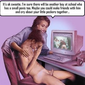 Stepmom comforts her little dick stepson