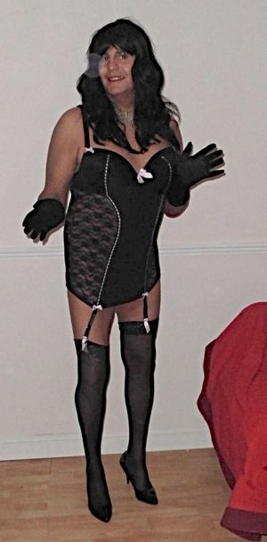 sandra happy in lingerie.