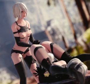 Stuffing a lesbian with a huge toy