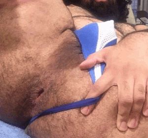 Bearded man spreading his fuckhole