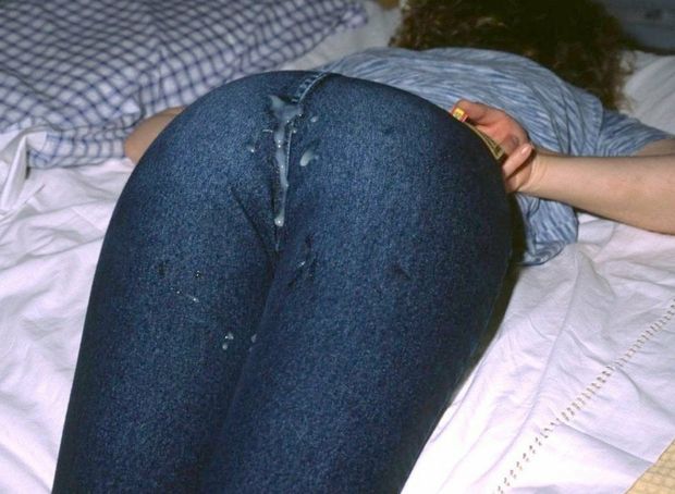 Cum on her pants