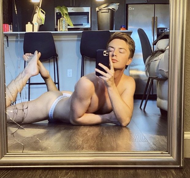 Sexy teen guy in white thong