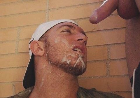 College Frat Guy takes cum load to face