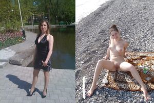 Amateur dressed and undressed on the beach