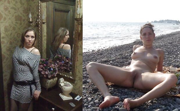 Amateur dressed and undressed on the beach