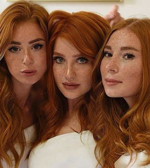 Freckled redhead times 3