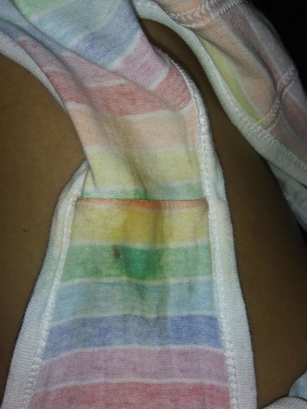 Want to sniff my rainbow panties? I was super wet for you.