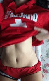 Tiny red shorts masturbation