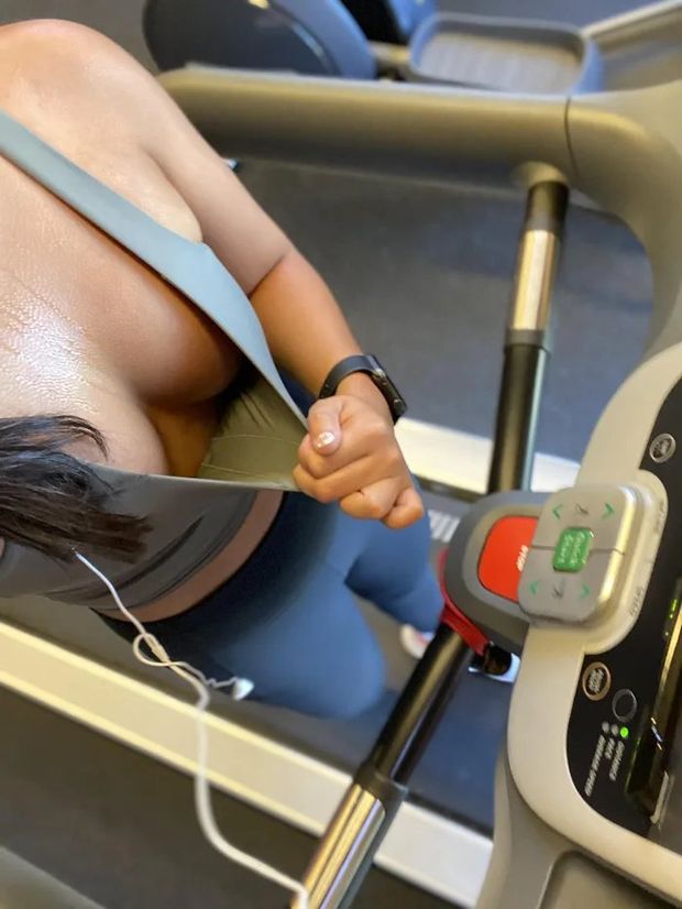 Just a babe on the treadmill