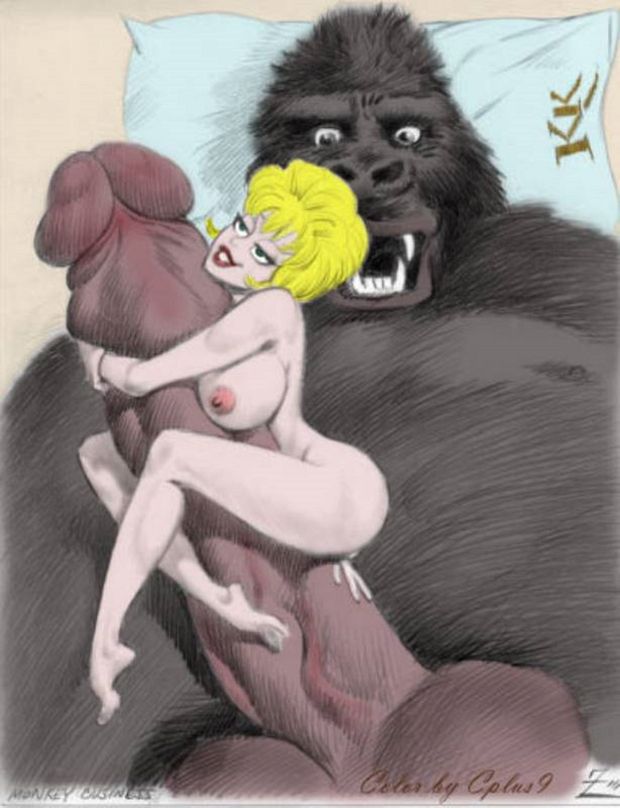 This females showing herself masturbating the king kongs giant cock