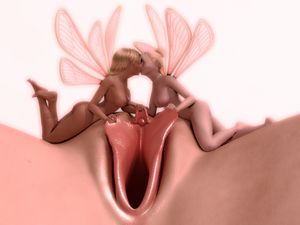 2 fairies kissing before masturbating this giant pussy
