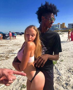 blonde teen tempting black