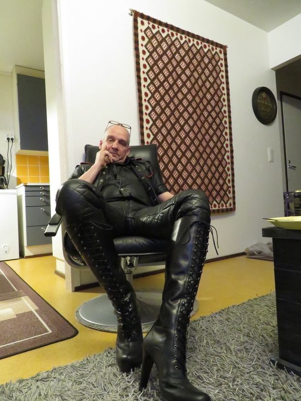 Finnish gay lace up leather boots