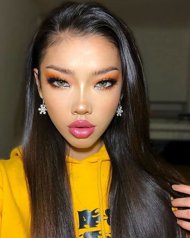 Mixed asian beauty posing