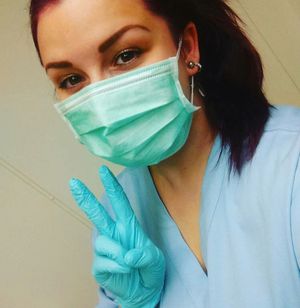 Hot nurse selfie in mask