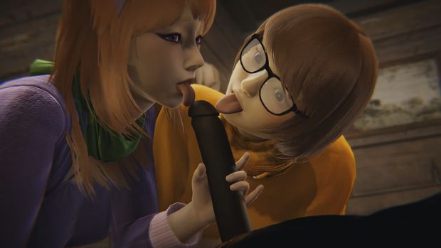 Scooby Doo - Velma and Daphne Halloween threesome - 3D Porn