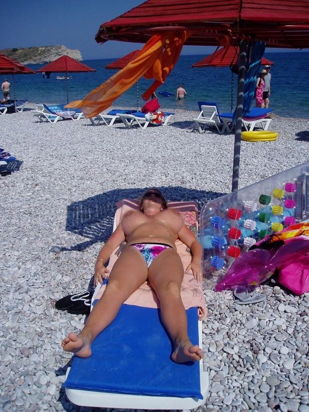 Big tits at beach