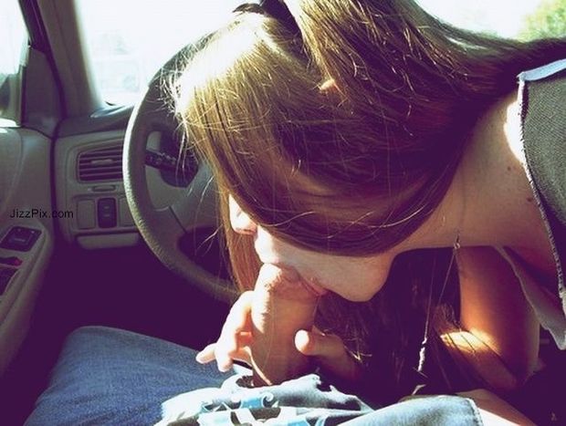 Ginger sucking in the car