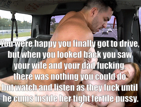 Wife fucking and creating a baby with your dad in the backseat