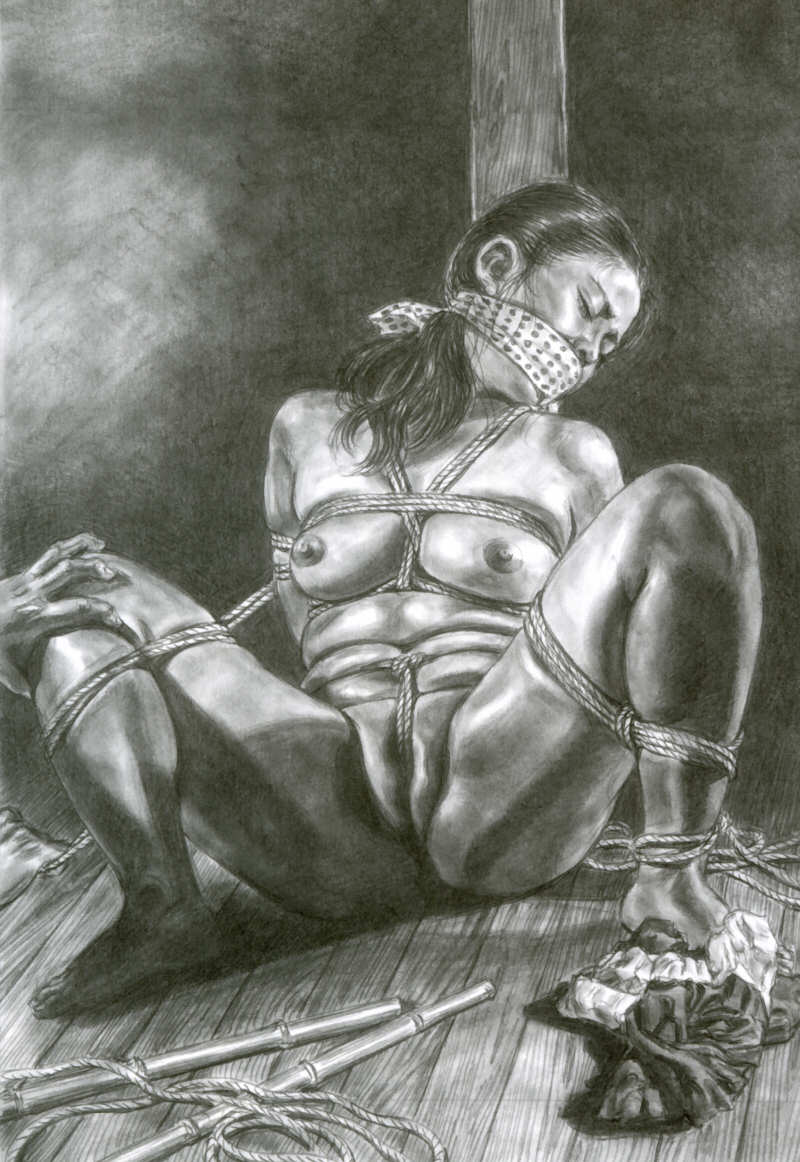 Submissive japanese bound with spread legs