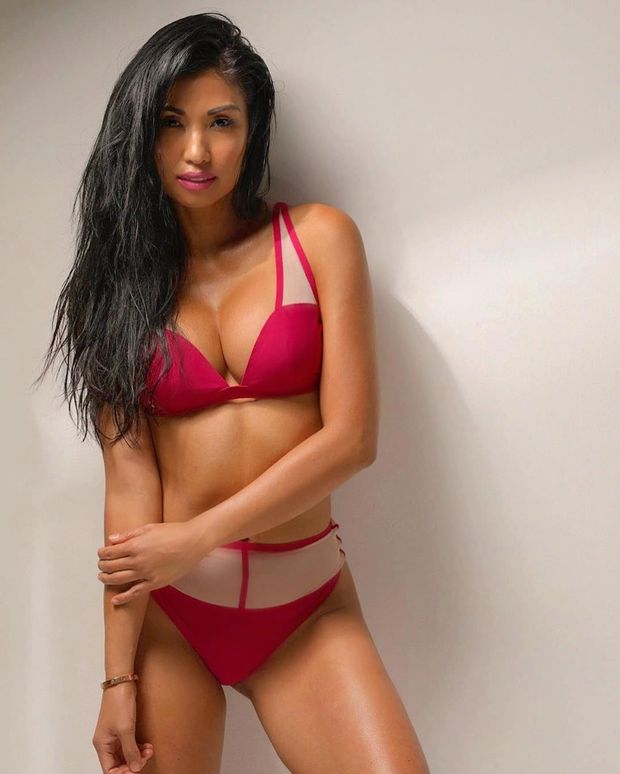 Rock Hard Busty Pinay Babe In A Seductive Red Bikini From Davao