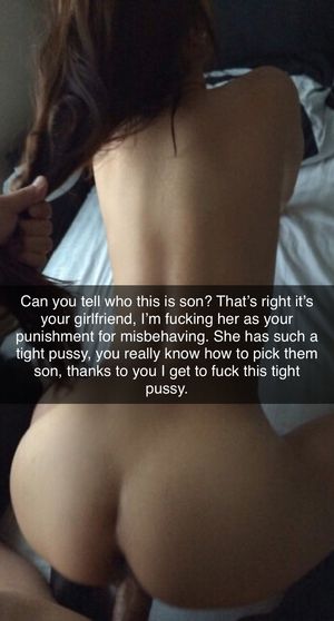 Next time don’t misbehave and you won’t get punished, although your dad may just keep fucking your girlfriend her pussy is so good.