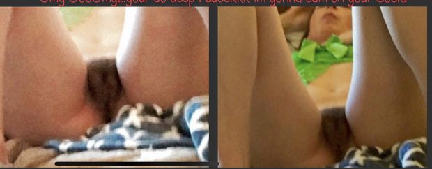Sexy Wife legs spread, showing her Tight Hairy Pussy! Send her a picture of your Cock on her photo & how youd fuck her!.. ill give it to her