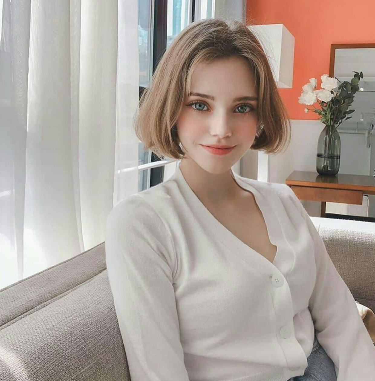waiting for you to unbotton her top...