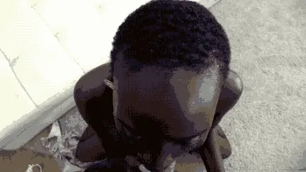Skinny bald Ebony blowjob