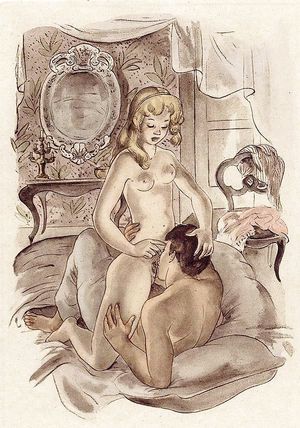 Eating pussy in vintage drawing