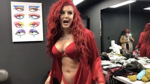 Justina Valentine in red bra & panties