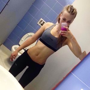 Athletic student in yoga pants