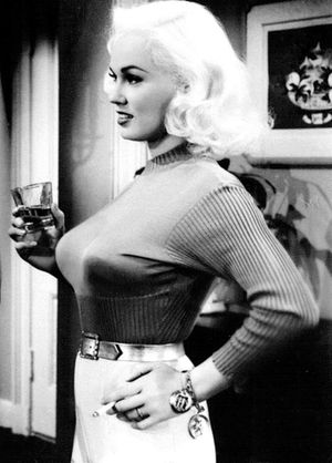 Jane Mansfield having a drink and a smoke!