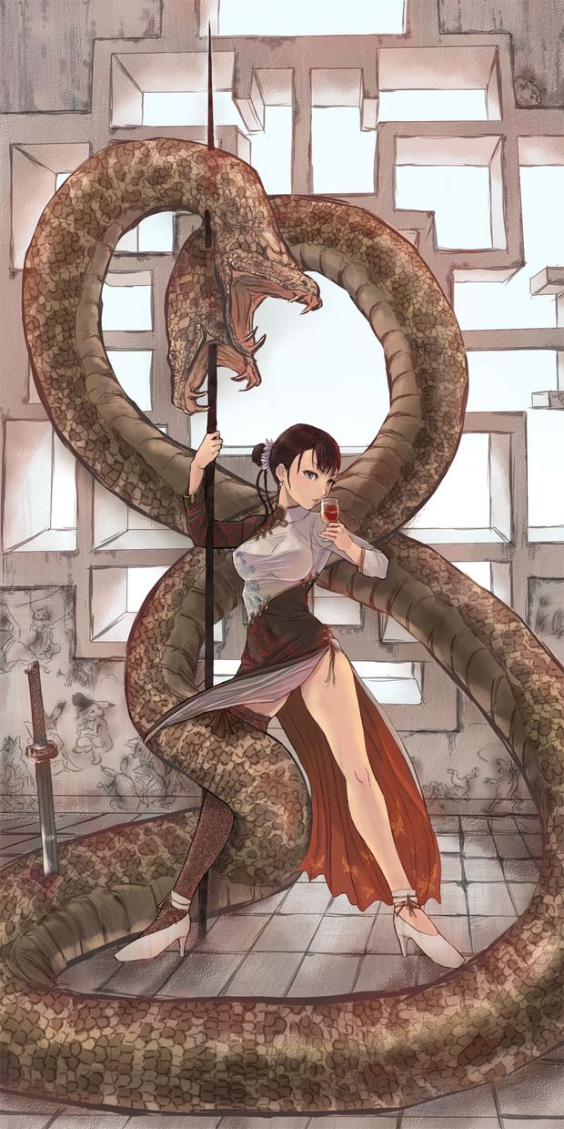 Female warrior and it's prey