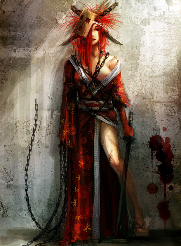 Tired female warrior