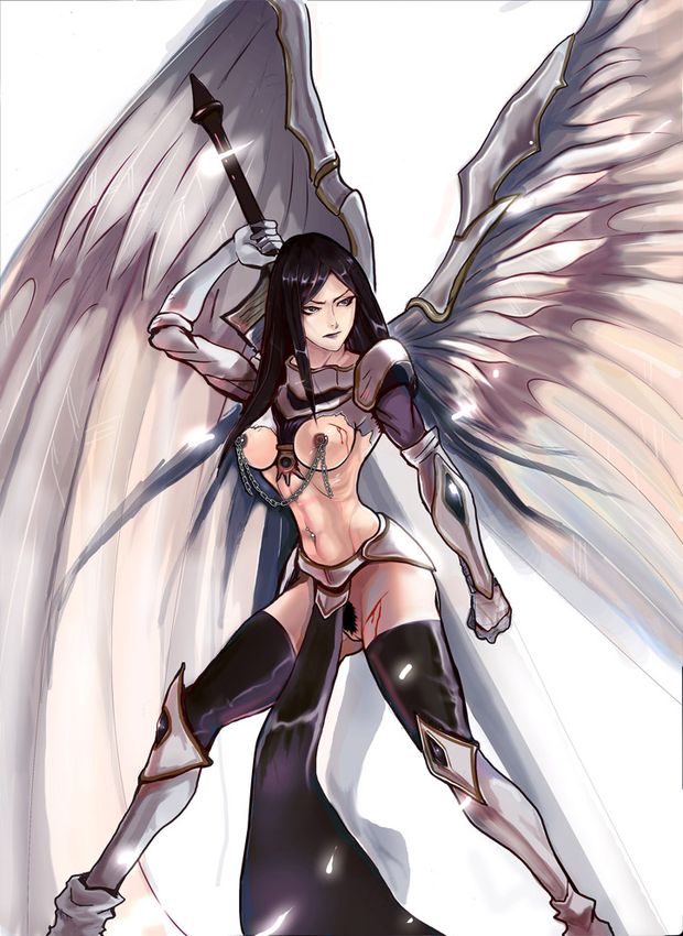 Battle scarred female angel warrior