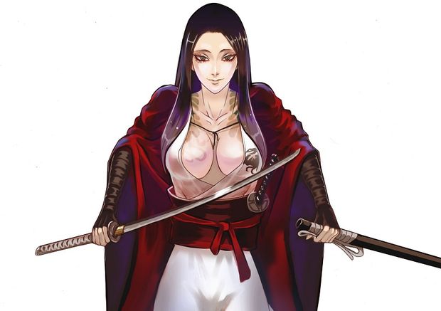 Kimono wearing katana wielding woman